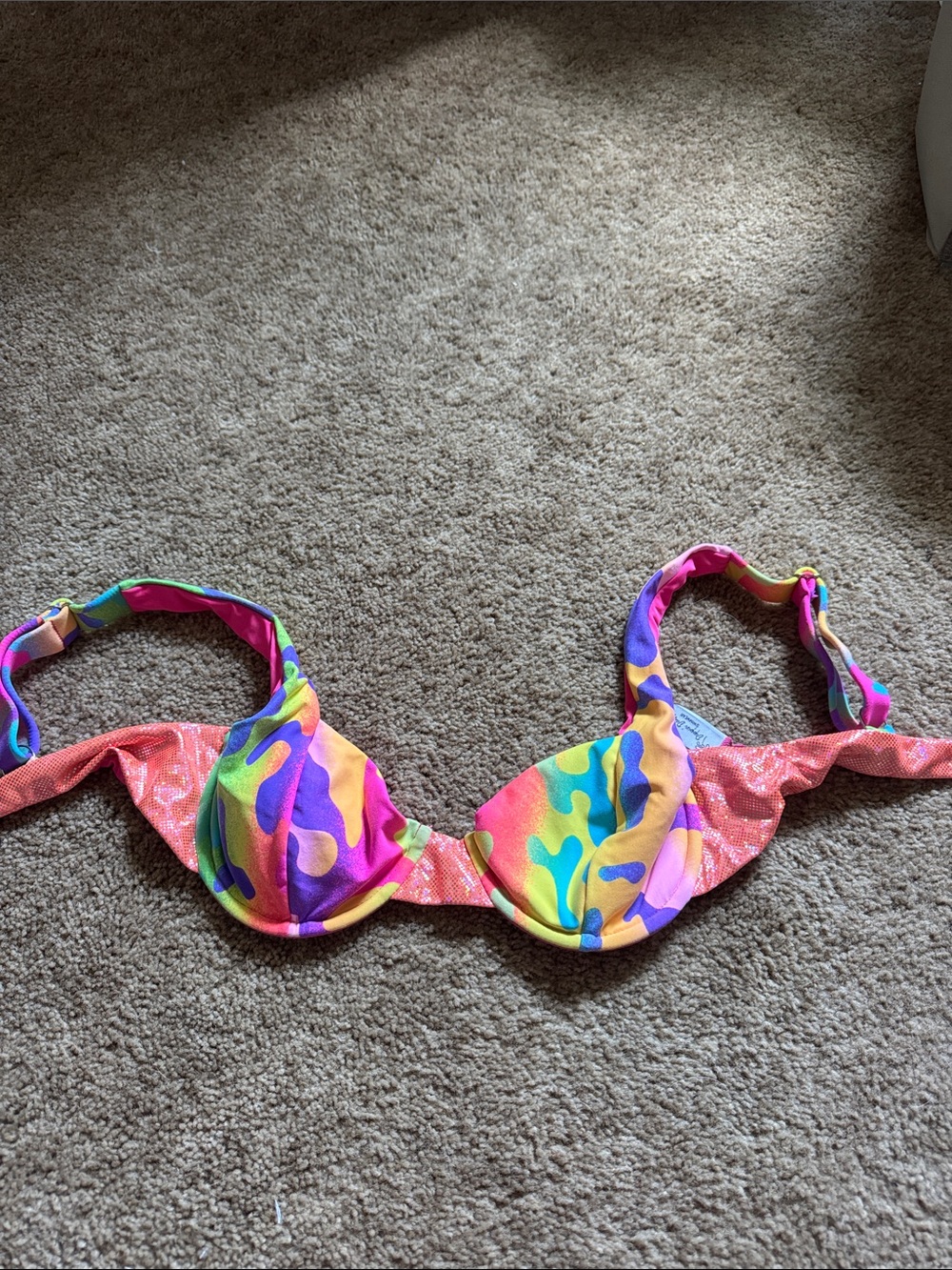 Kids Rainbow Camo Bikini Top - Multicolor